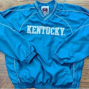 Vtg 58 Sport Kentucky Wildcats V-Neck Pullover Windbreaker Jacket Sz S Oversize